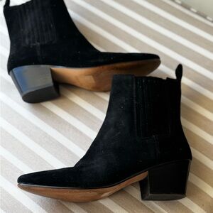 J Crew Black Suede pull on Ankle Boots - Women's